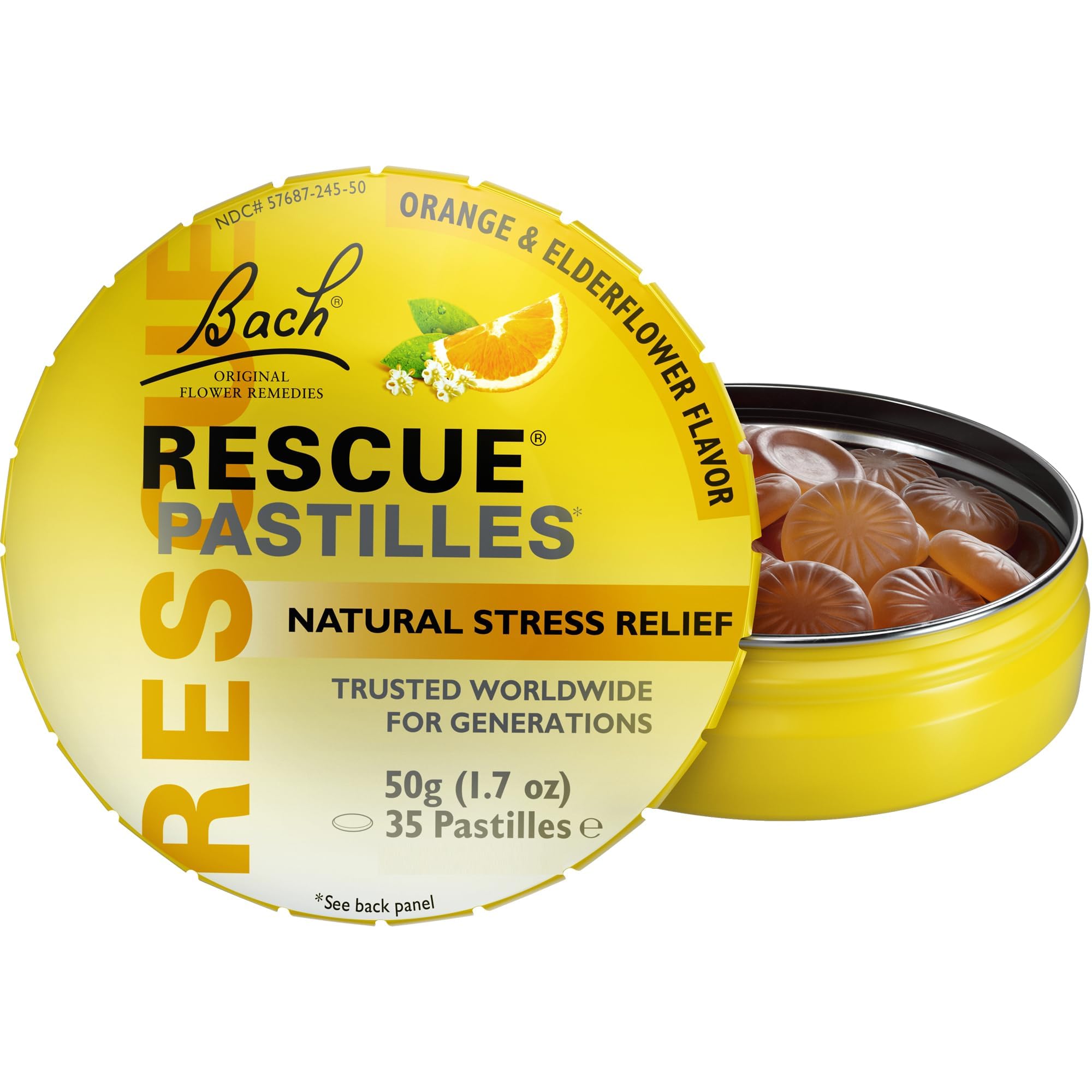 Goût orange et fleur de sureau Rescue, arôme frais.