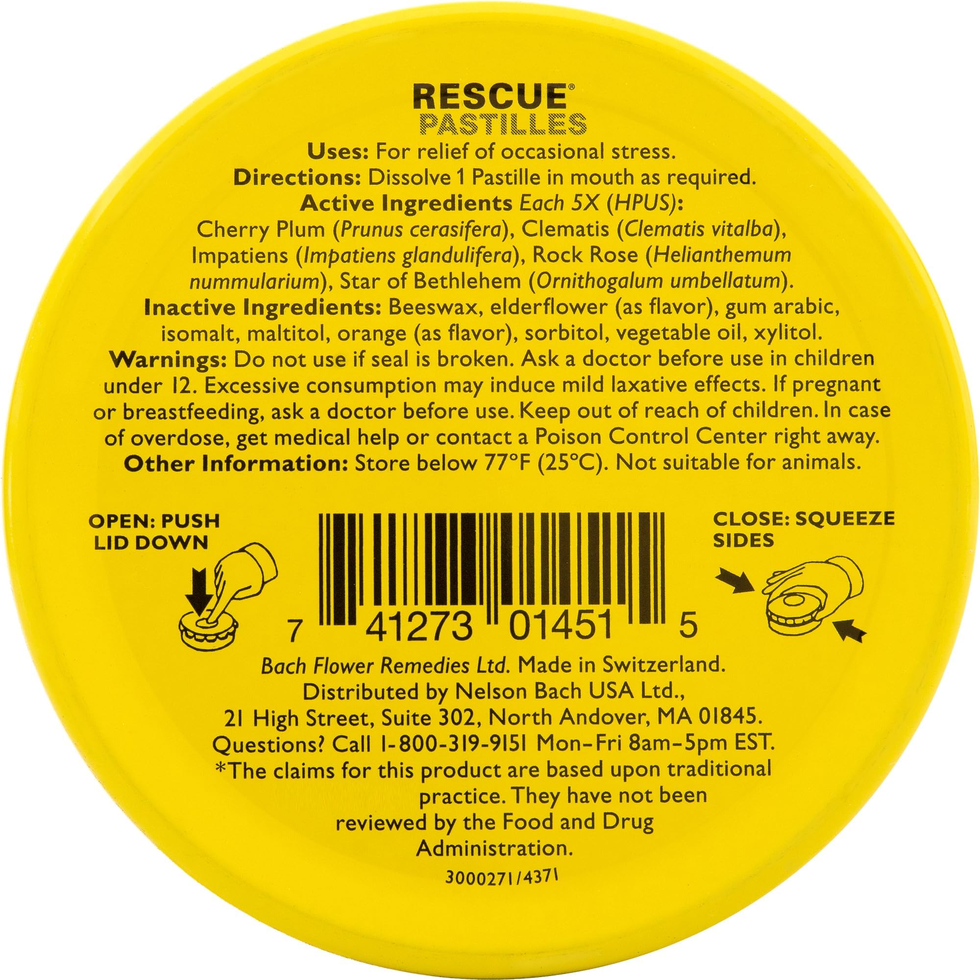 Texture douce des pastilles Rescue orange, idéale à consommer discrètement.