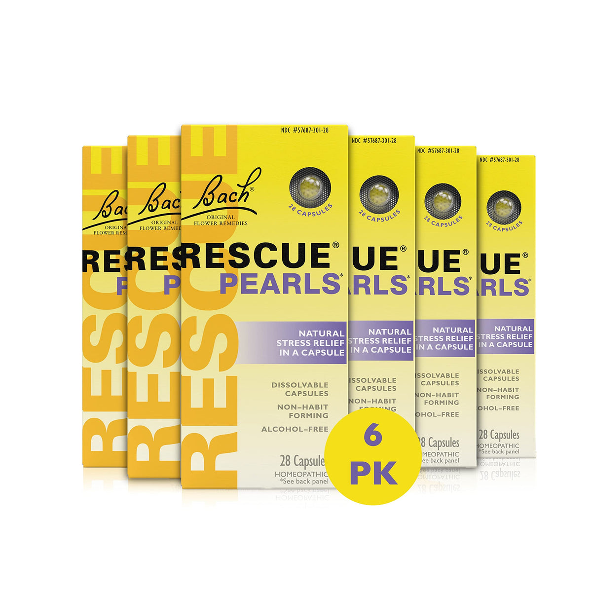 RESCUE PEARLS saveur orange vanille, gélules agréables pour le stress et le bien‑être.