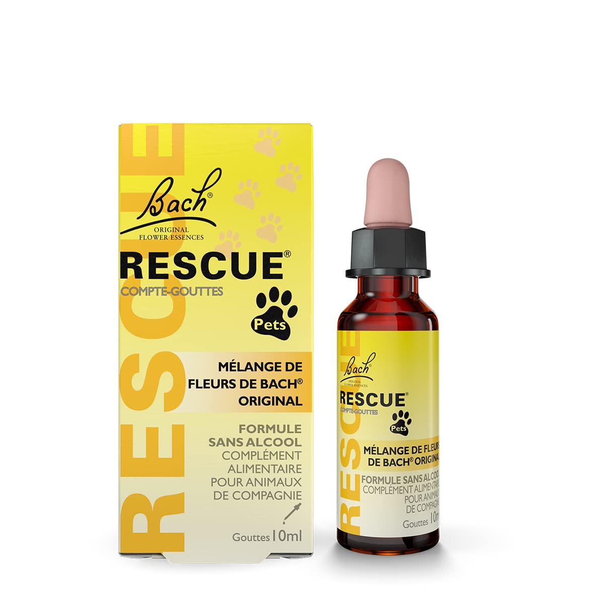 RESCUE Pets flacon pipette 10 ml, remède apaisant pour animaux.