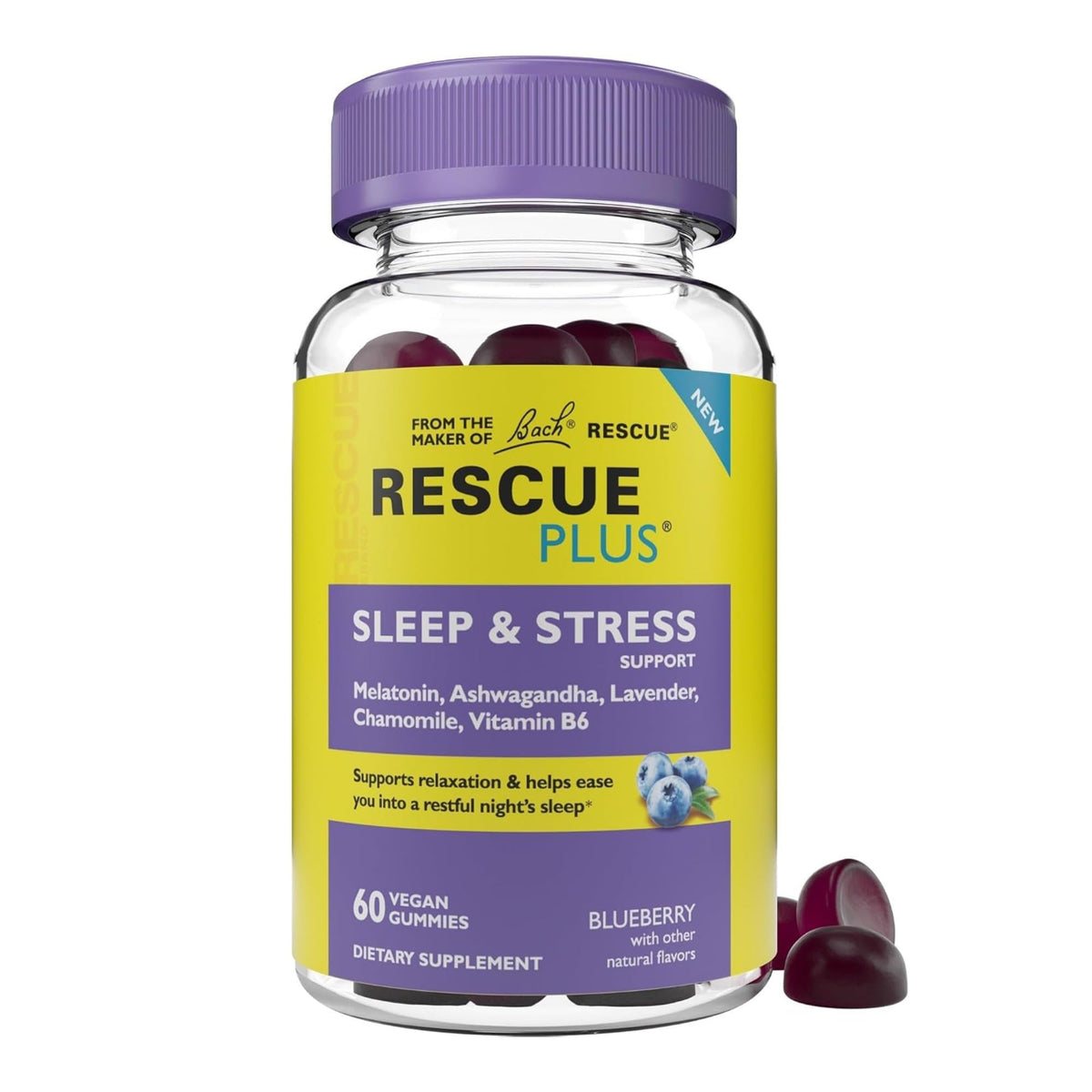 RESCUE PLUS : bouteille montrant le packaging pour le soutien sommeil et détente nocturne.
