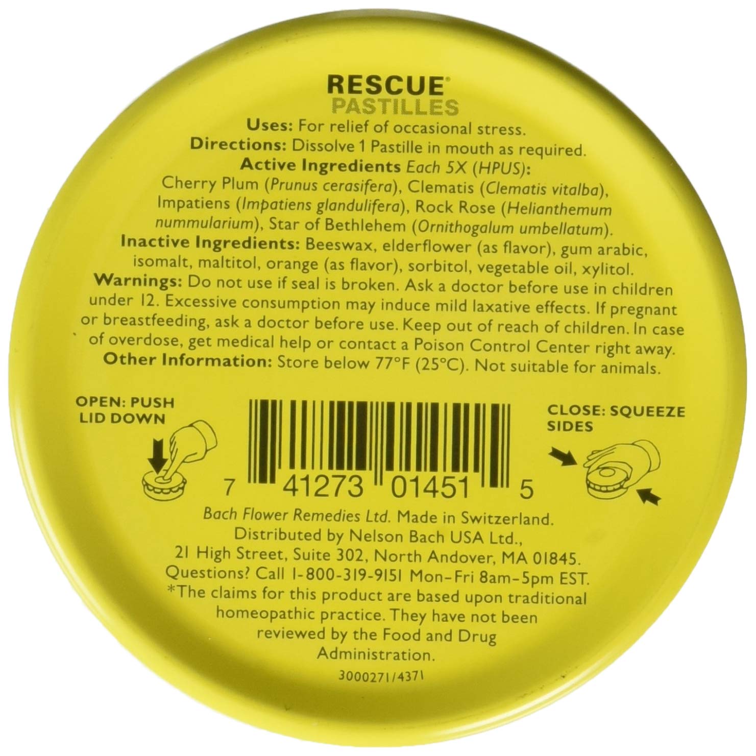 Boîte RESCUE pastilles, usage rapide lors d'un pic d'angoisse.