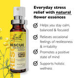 Éléments de design RESCUE REMEDY rappelant la formule originale Bach.