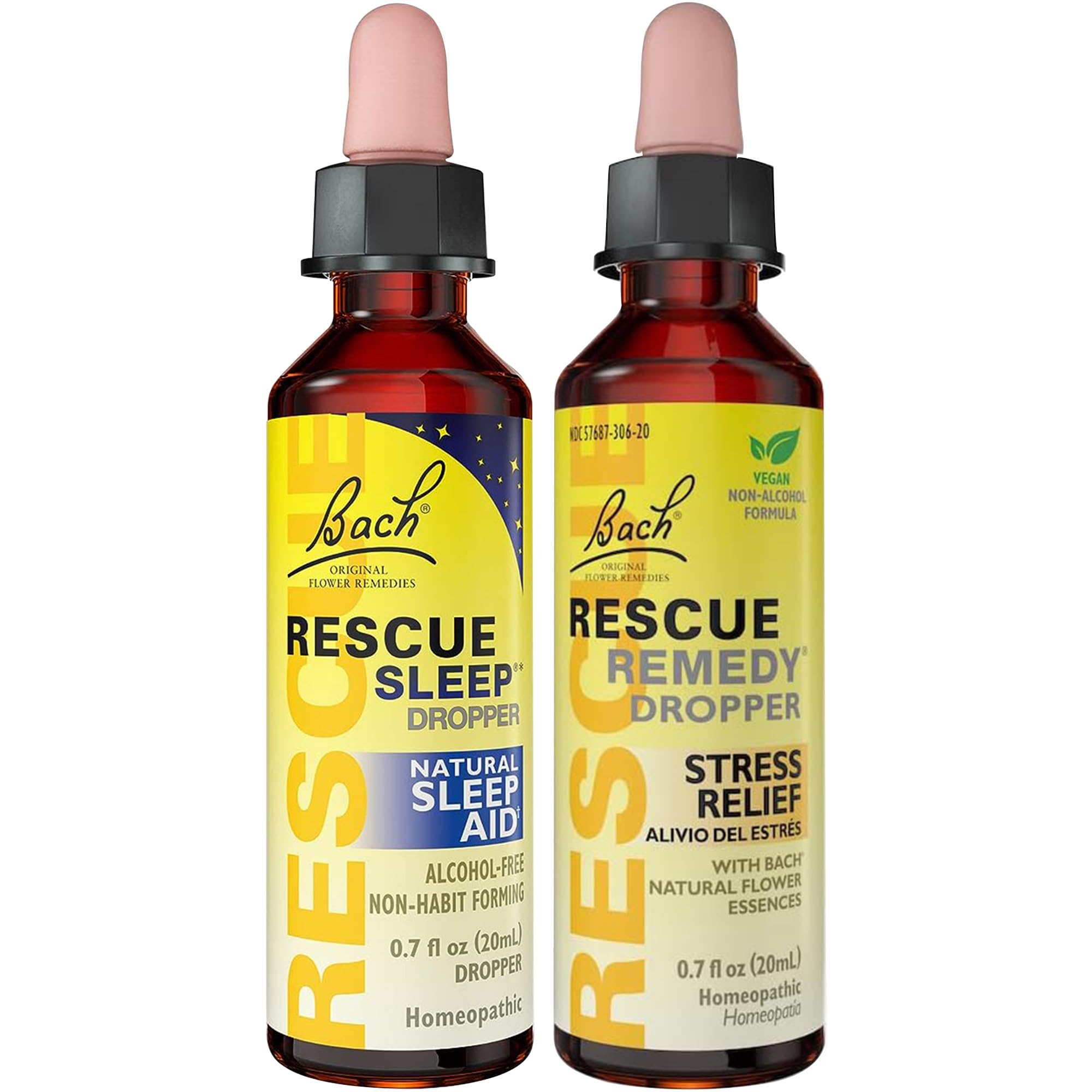 Goutte RESCUE Sommeil sur la bouteille, favorisant le calme pour un sommeil plus doux.