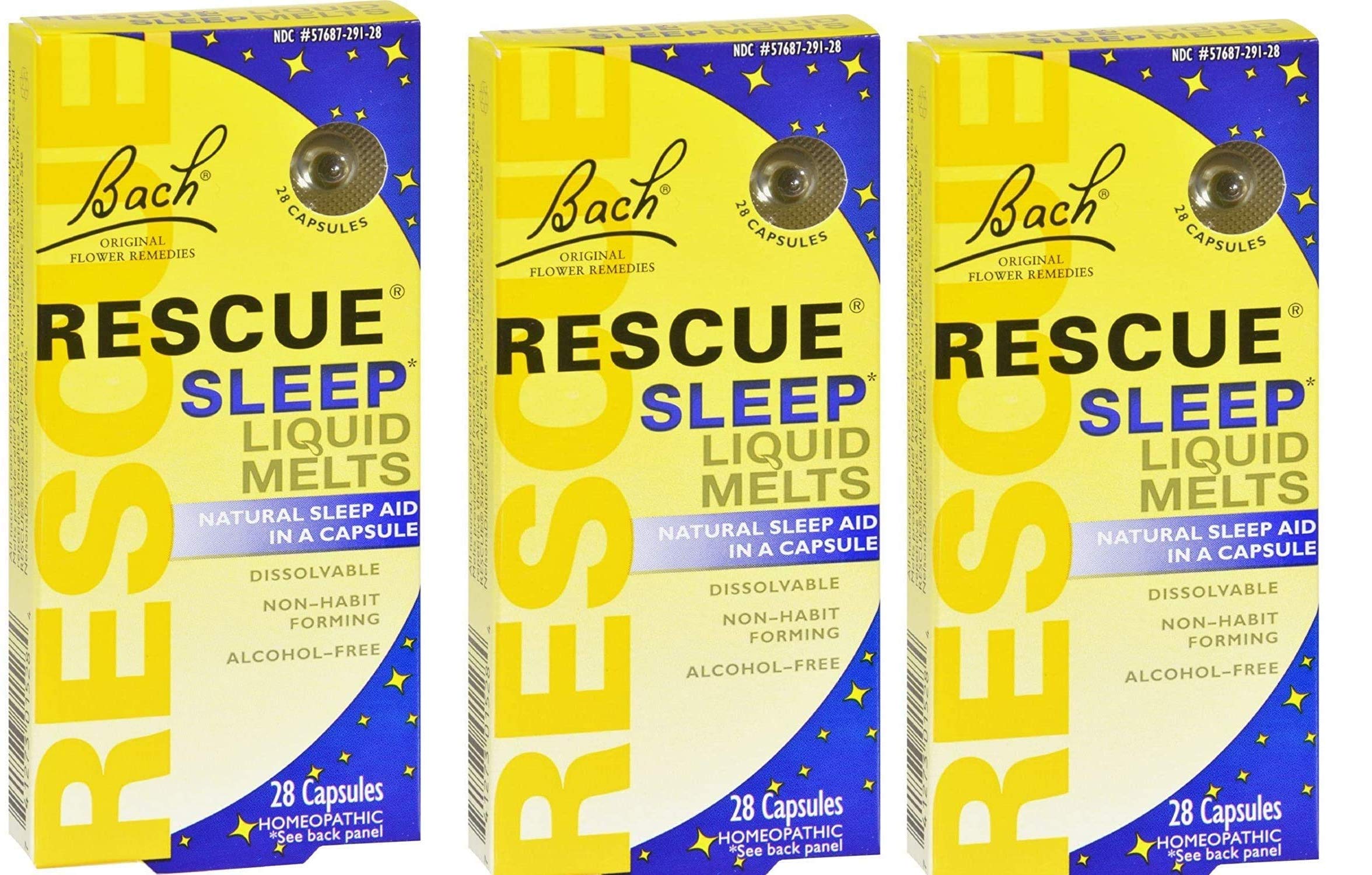 RESCUE Sommeil pack triple: capsules dissolvantes faciles à prendre en routine nocturne.