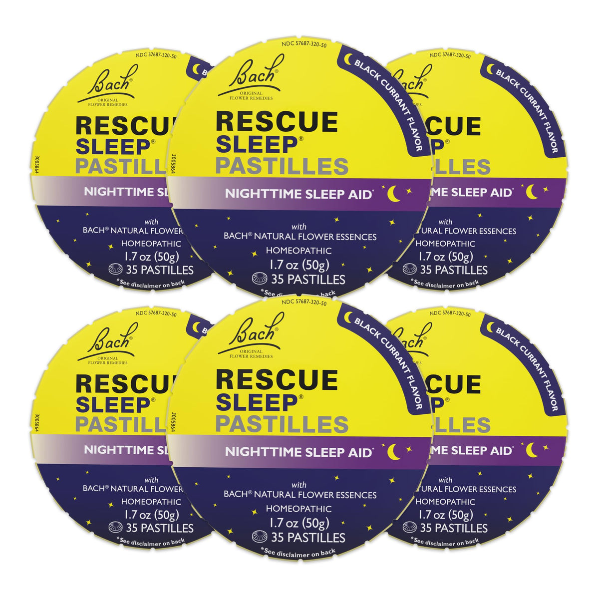 Pastilles RESCUE Sleep au cassis dans une boîte 6, aide douce au sommeil.