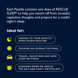 Emballage des pastilles RESCUE Sleep au cassis prêt à l'emploi.