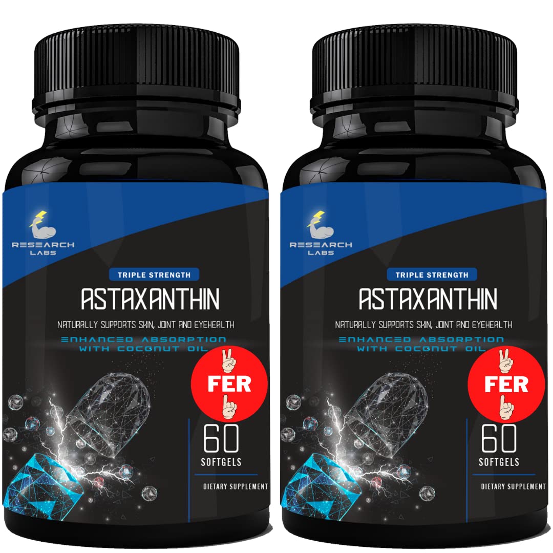 Research Labs astaxanthine 12 mg – flacon gélules, soutien oculaire potentiel