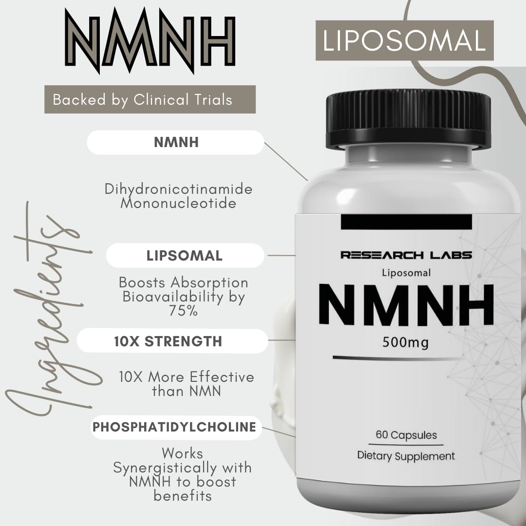 Capsules NMNH liposomales Research Labs, délivrance améliorée pour l'énergie.