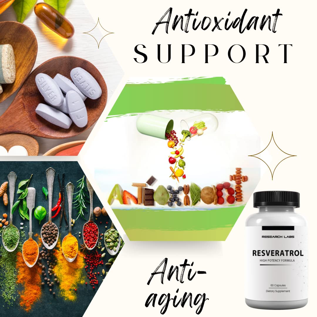 Emballage Research Labs Resveratrol élégant et pratique.