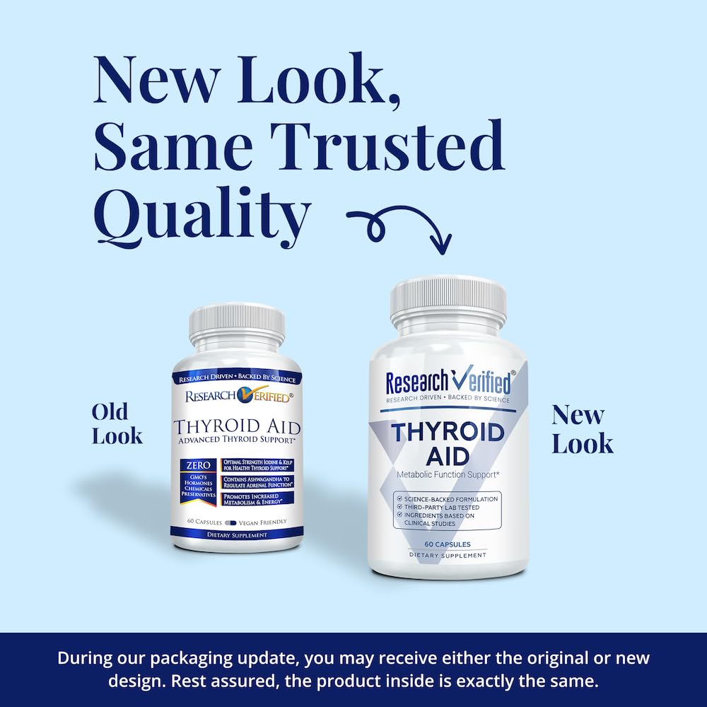 Research Verified Aide Thyroïde – Capsules véganes faciles à avaler.