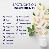 Research Verified Aide Thyroïde – Tableau nutritionnel lisible sur l'emballage.