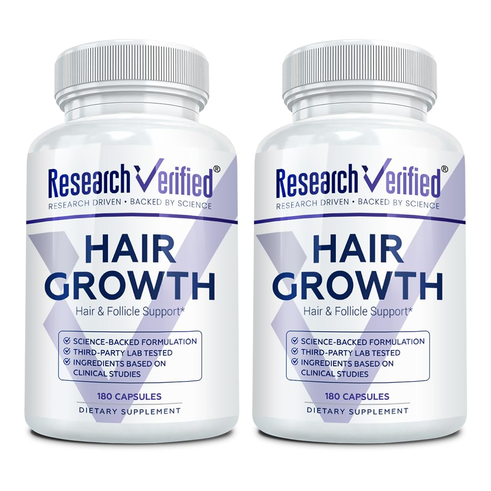 Research Verified flacon 360 capsules de croissance capillaire pour une routine quotidienne efficace.