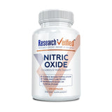 Research Verified oxyde nitrique - bouteille montrant le flacon et l'étiquette pour soutenir l'endurance pendant l'entraînement.