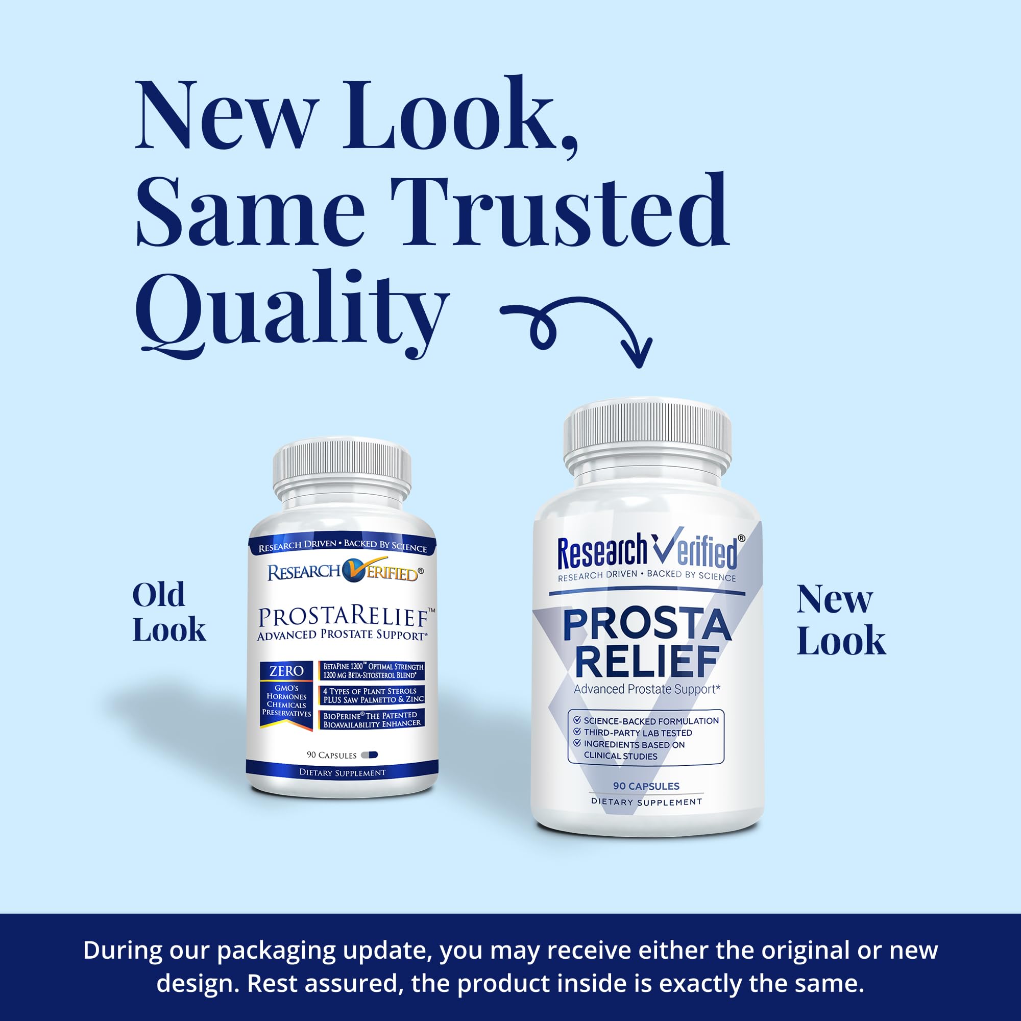 Research Verified Prosta Relief, gélules en gros plan, potentielle aide urinaire