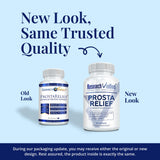 Research Verified Prosta Relief, gélules en gros plan, potentielle aide urinaire