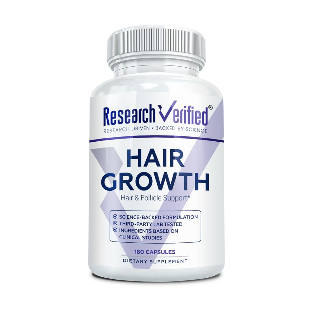 Research Verified Soutien Croissance Cheveux – bouteille affichée, peut favoriser une apparence plus dense.