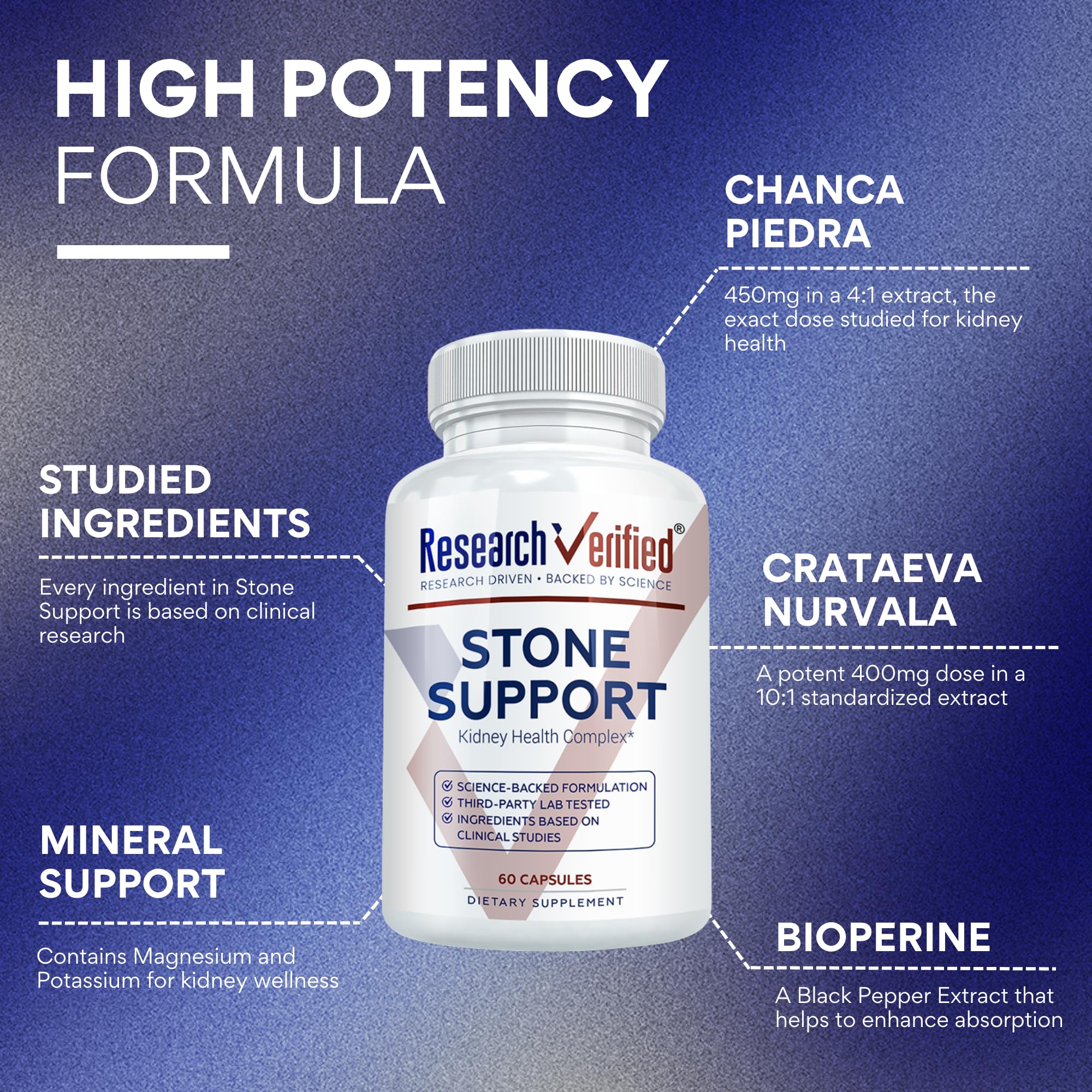 Chanca Piedra - extrait naturel inclus dans Stone Support pour l’élimination éventuelle.