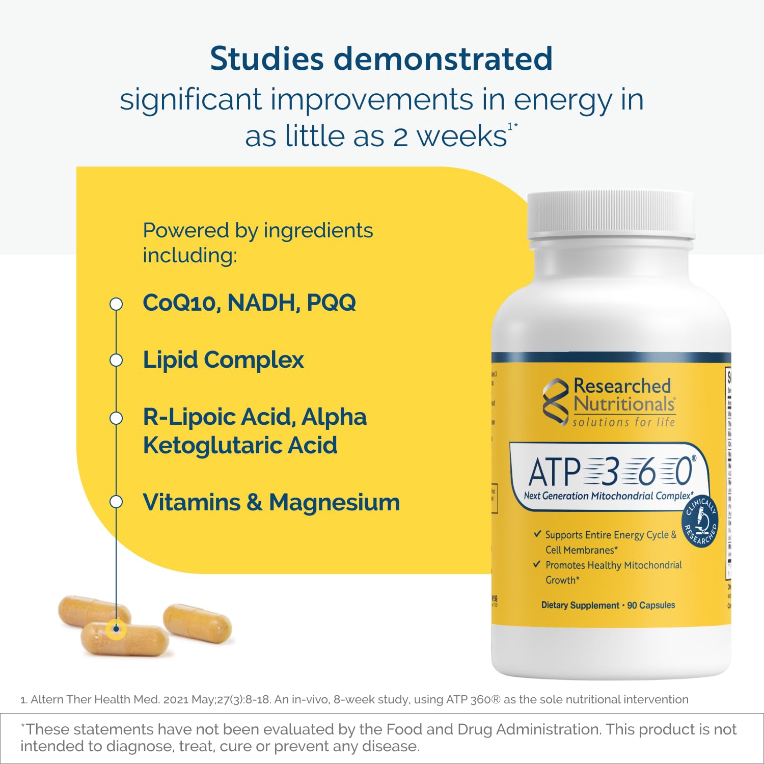 CoQ10 haute dose et PQQ dans ATP 360, énergie cellulaire possible.