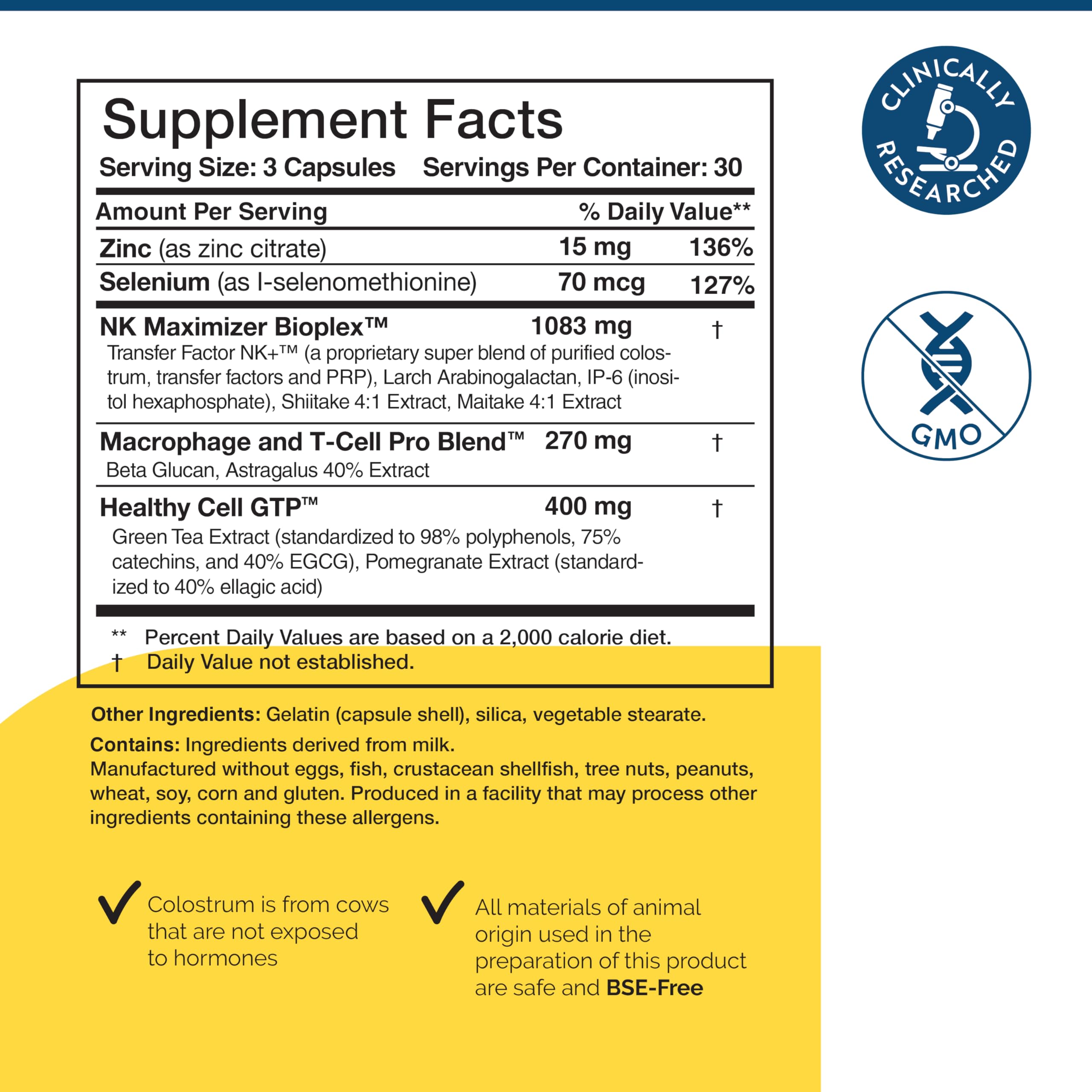 Researched Nutritionals Beta Glucan et Astragale – ingrédients actifs pour la routine.