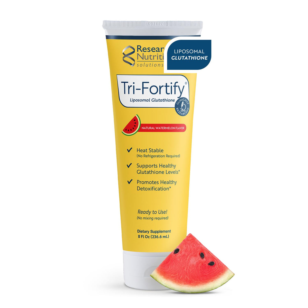 Tri-Fortify de Researched Nutritionals, bouteille montrant l'absorption liposomale améliorée.