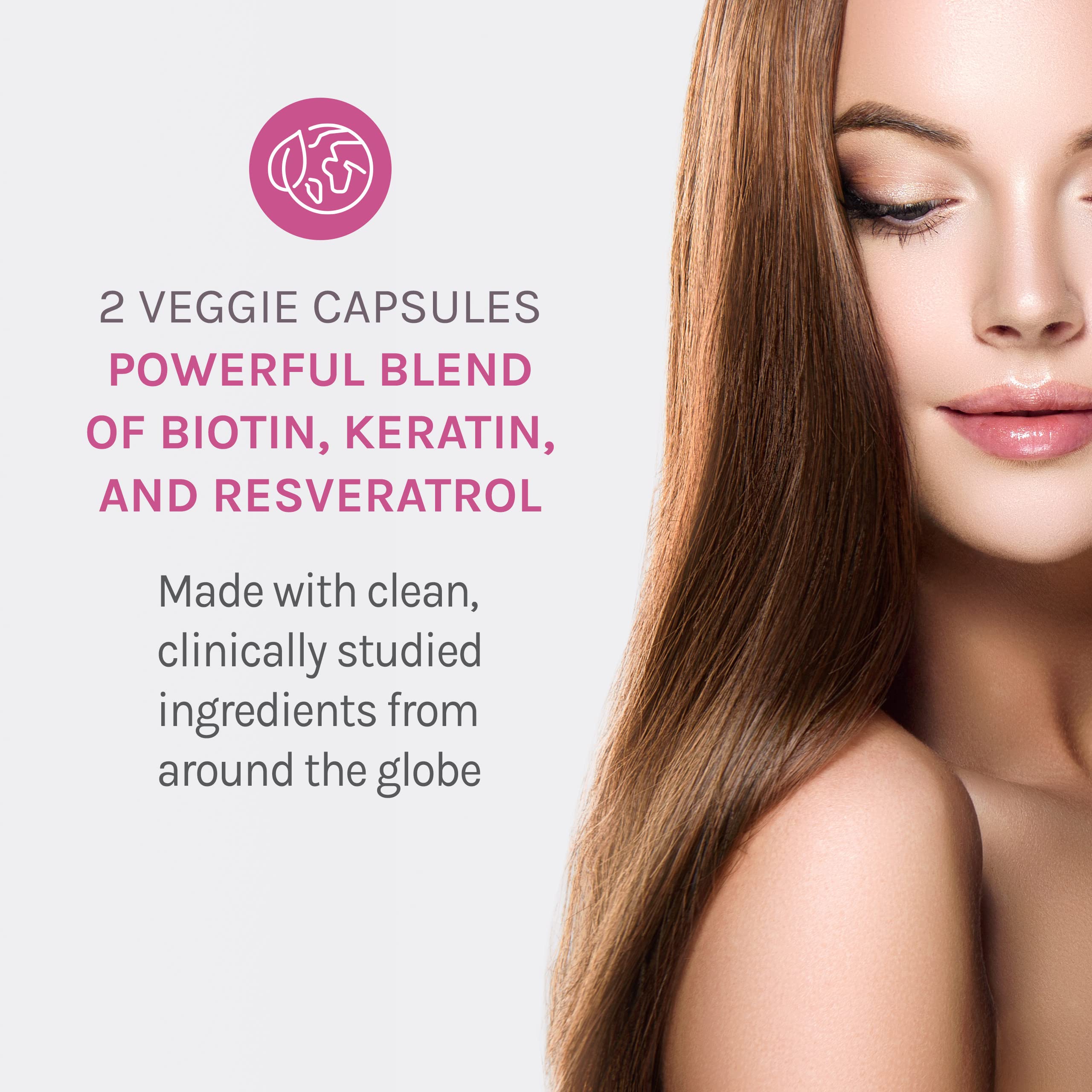 Reserveage Beauty Keratin en flacon de 120 capsules soutient potentiellement l'épaisseur des cheveux.