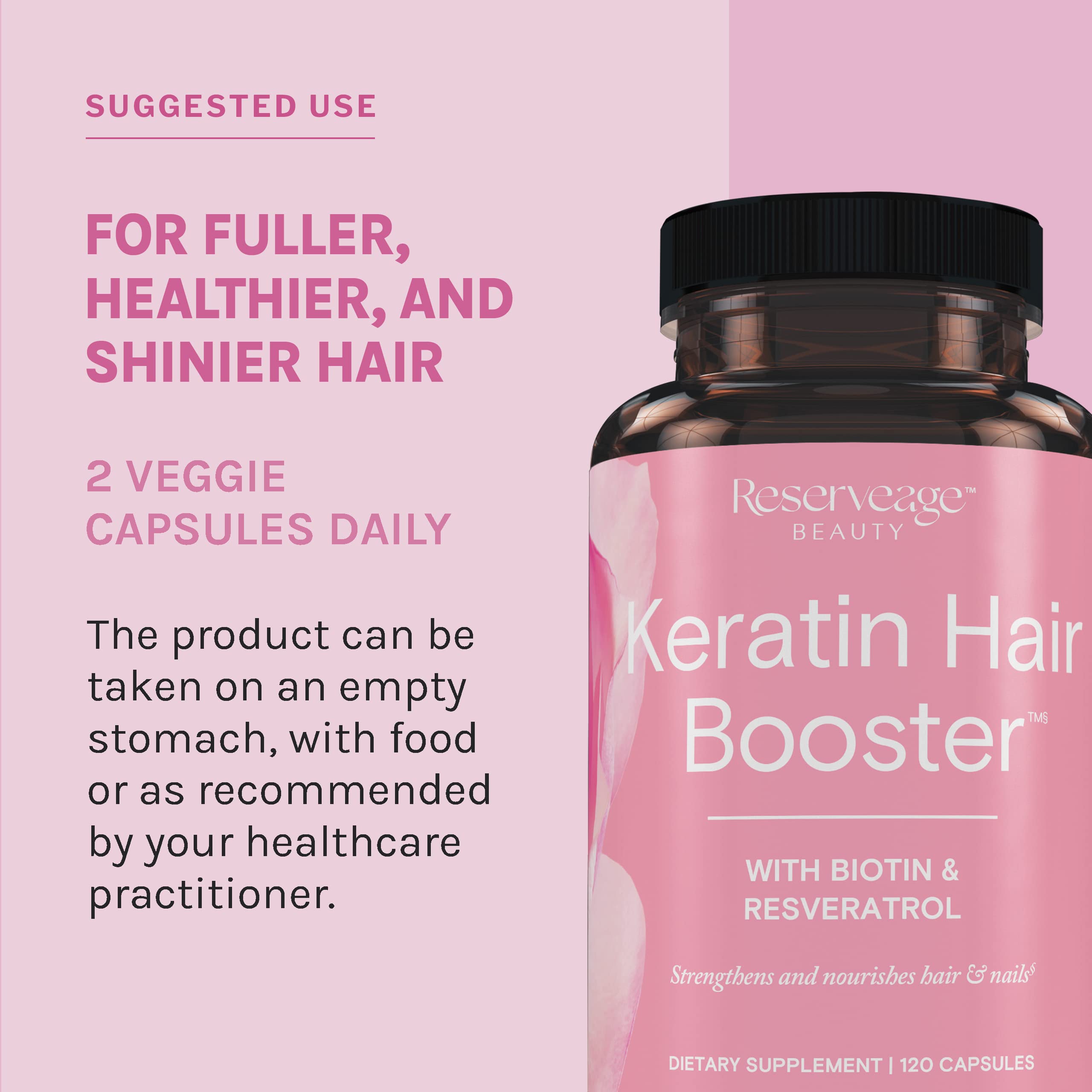 Reserveage Beauty Keratin inclut des ingrédients clés pour soutenir une croissance saine.