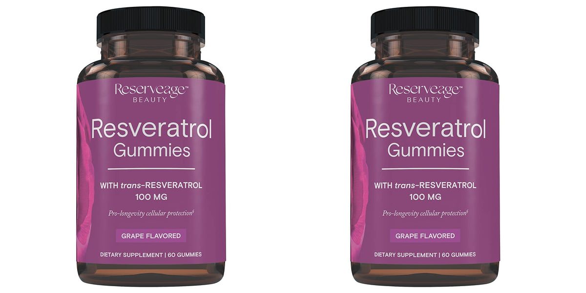 Reserveage Beauty Resveratrol Gummies emballage élégant prêt à intégrer votre routine.