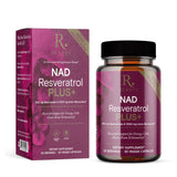 Bouteille Reserveage NAD Resveratrol Plus+, antioxydant potentiel au quotidien.