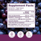Capsules végétales Reserveage NAD Resveratrol Plus+, faciles à avaler.