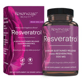 Reserveage Nutrition Resveratrol 500 mg: bouteille et dosage facile, soutien potentiel à l'énergie.