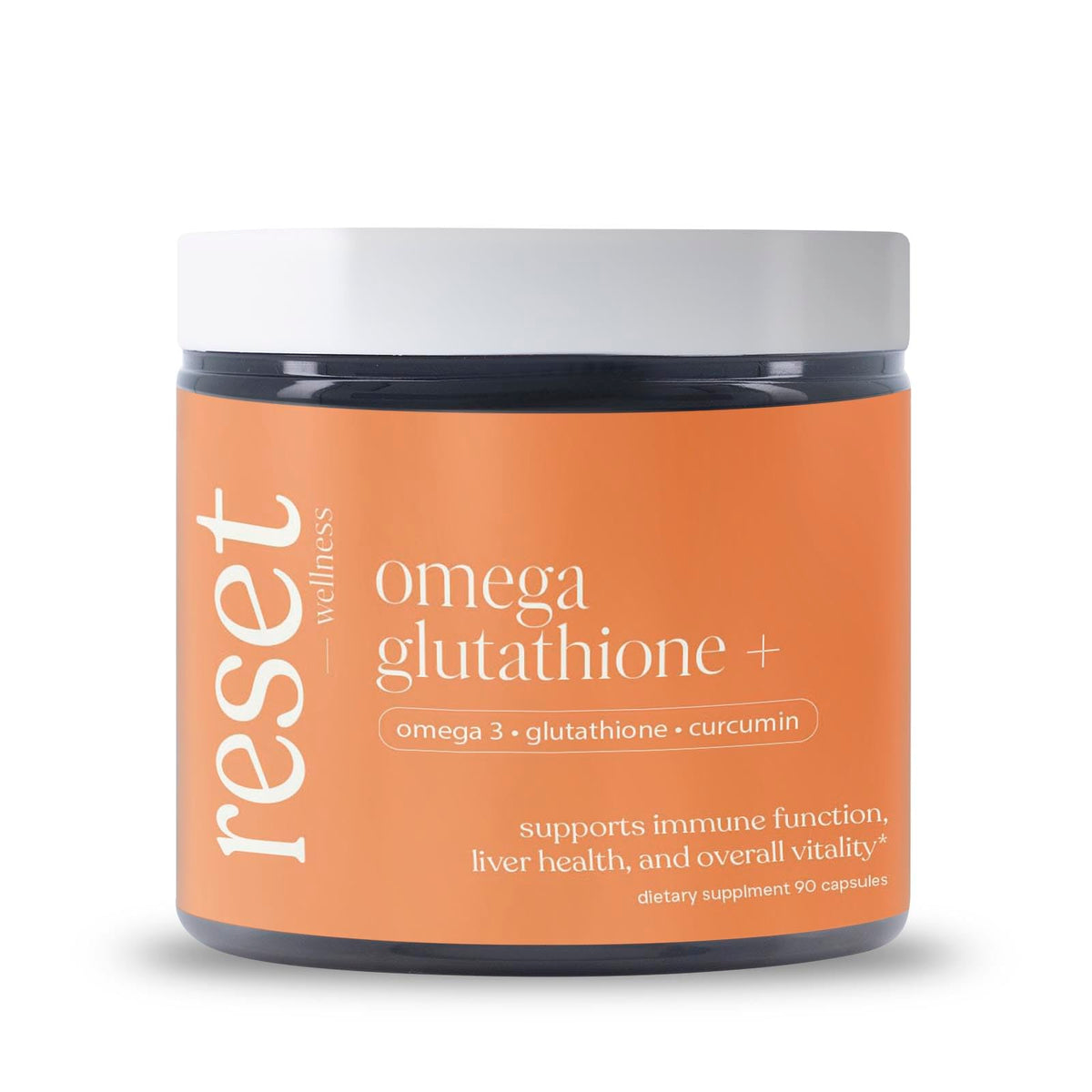 Bouteille Reset Wellness Oméga GLUTATHIONE Plus prête à intégrer votre routine bien-être.