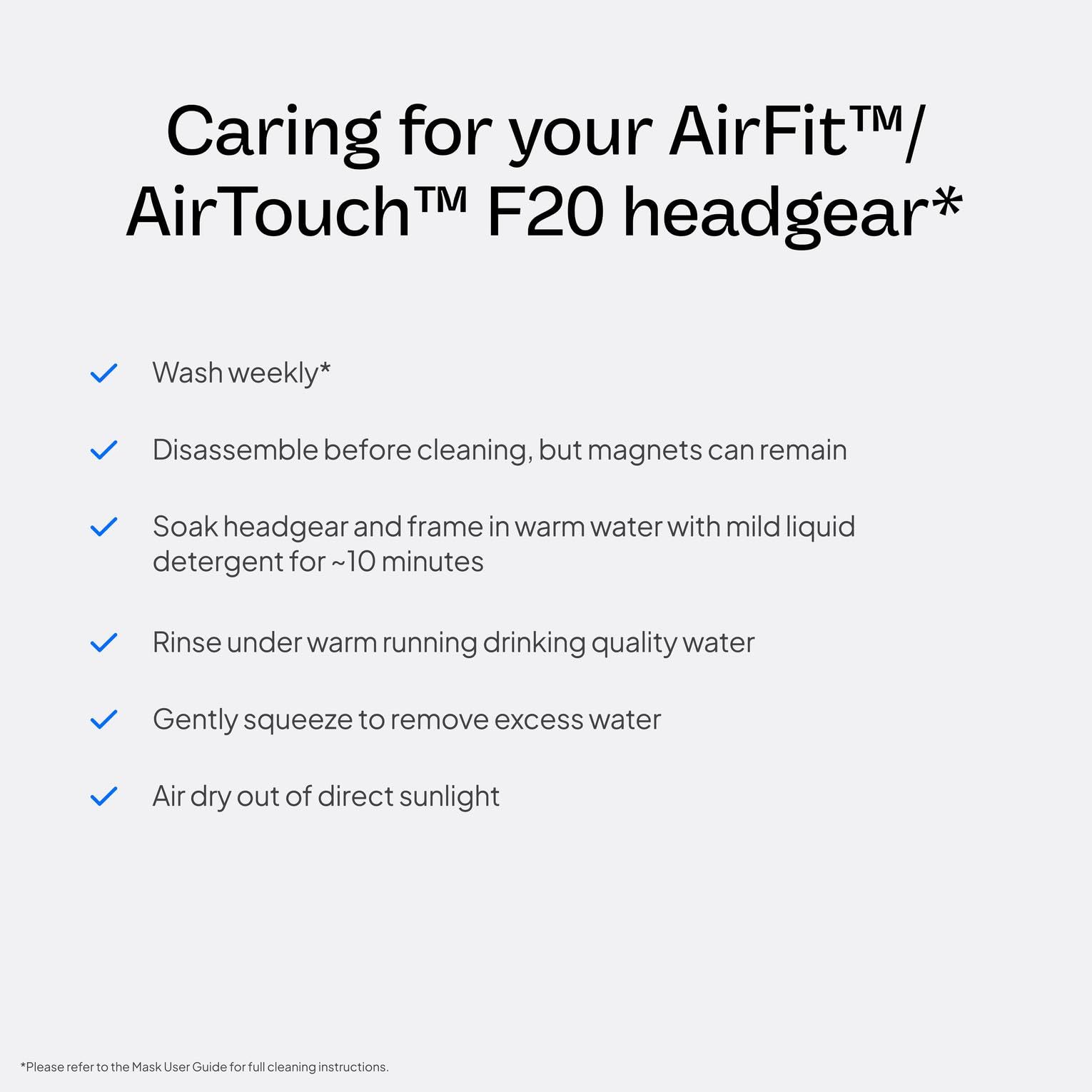 ResMed Headgear compatible AirFit F20 et AirTouch F20 pour remplacement sans souci