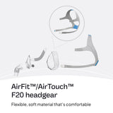 ResMed AirFit AirTouch F20 Headgear en matière douce et flexible pour le confort