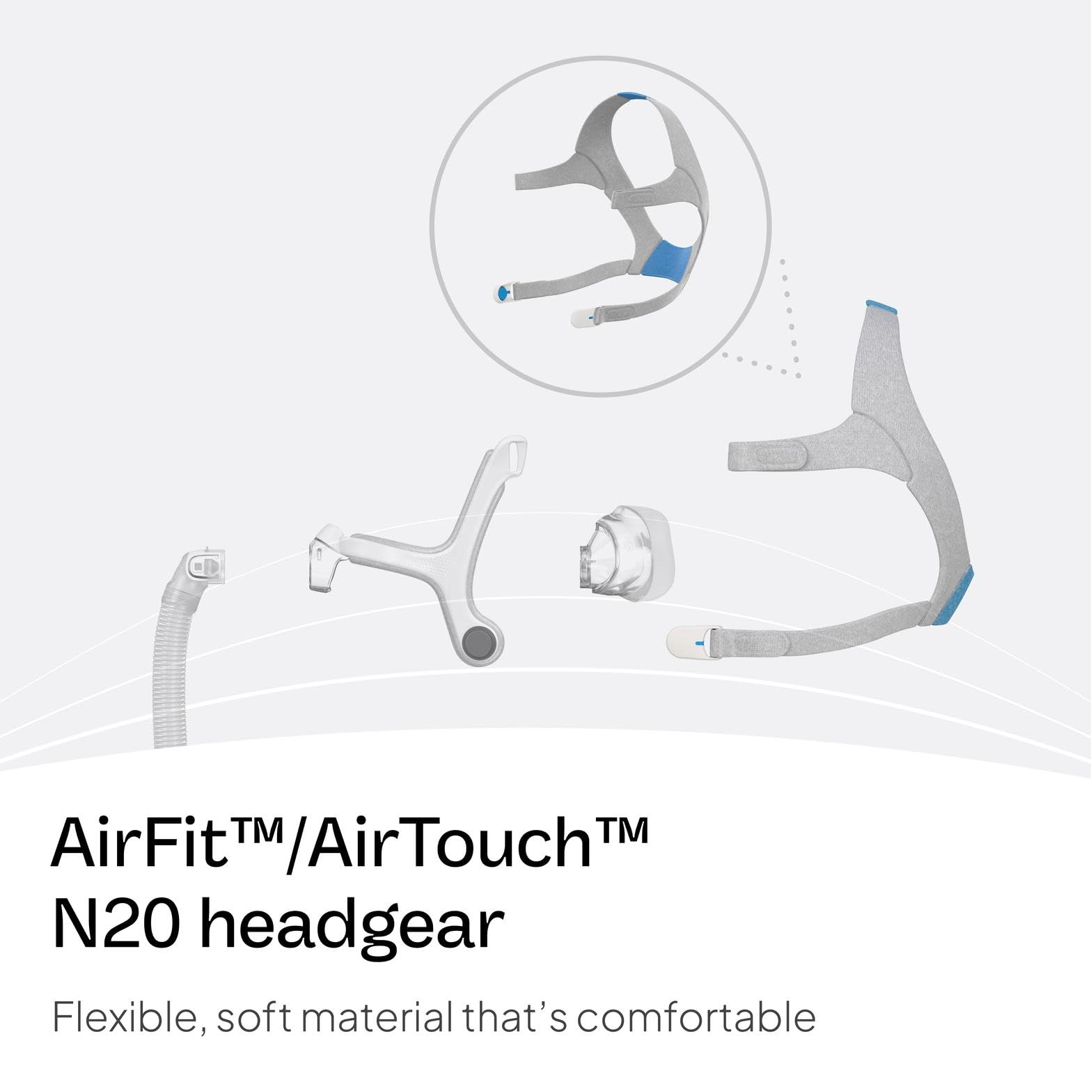 Courroie de tête ResMed AirFit AirTouch N20, douceur et confort améliorés.