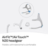 Courroie de tête ResMed AirFit AirTouch N20, douceur et confort améliorés.