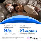 Coussin AirFit F20 avec design InfinitySeal – étanchéité durable.