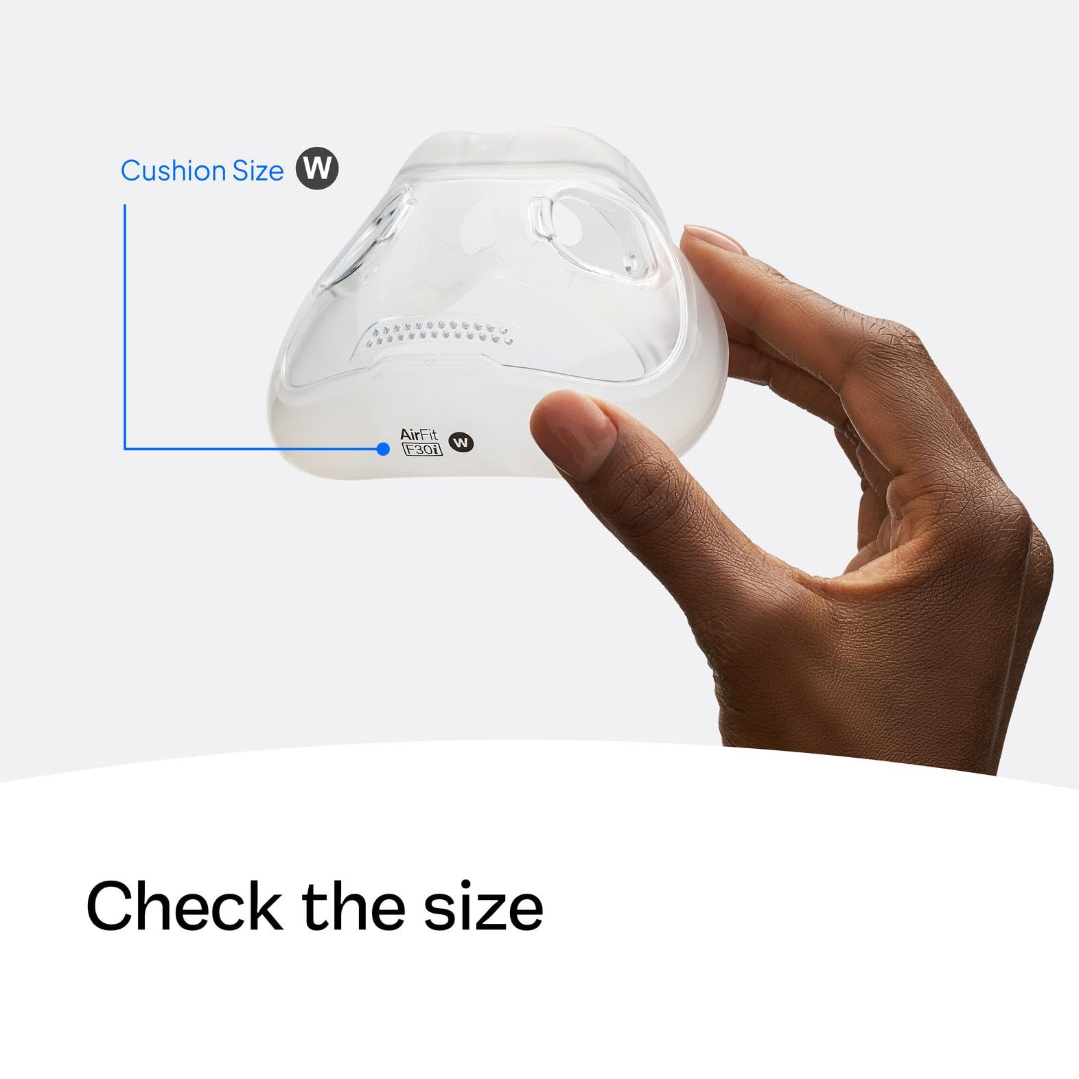 ResMed AirFit F30i – connexion par le haut de la tête pour dormir en positions variées.