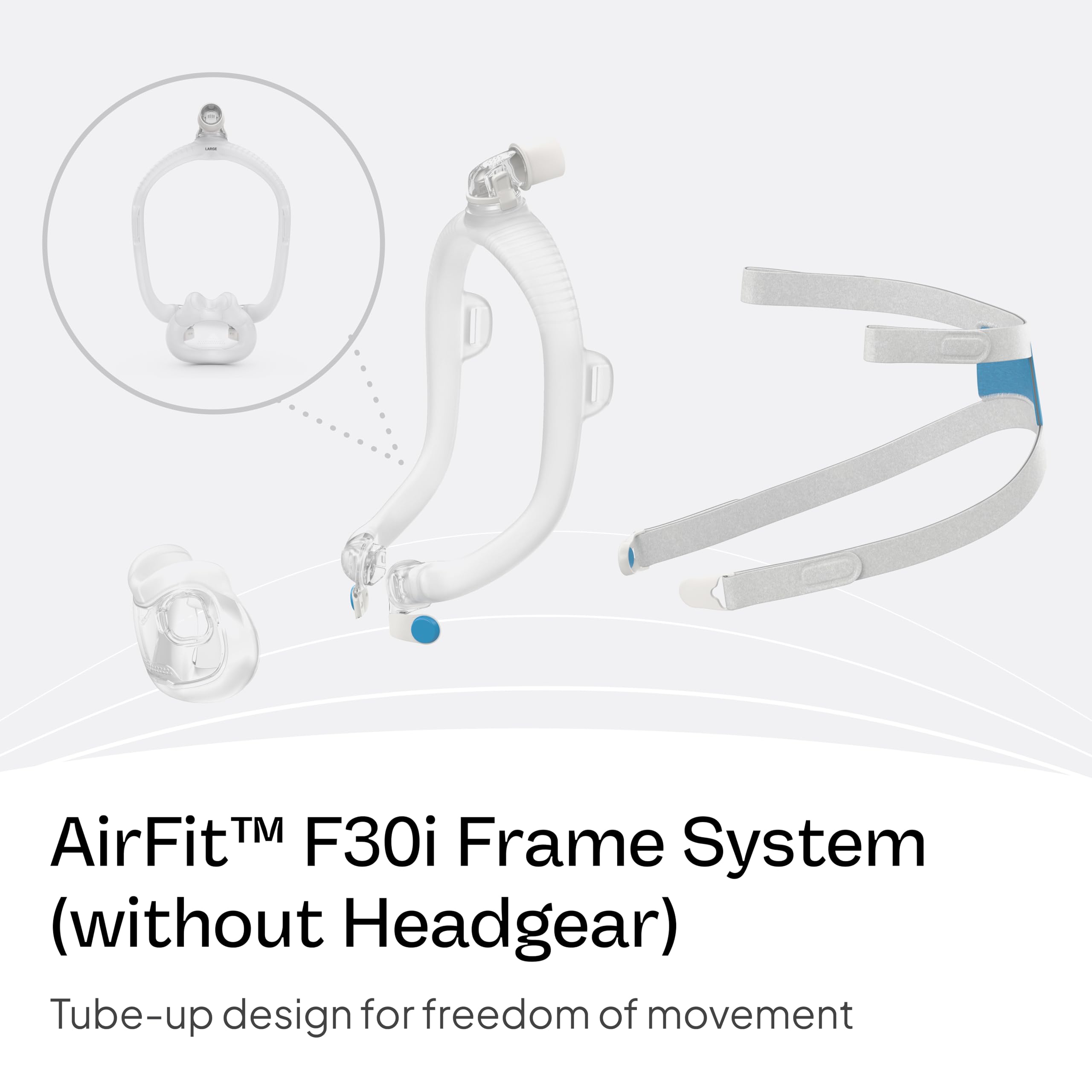 ResMed AirFit F30i – coussin-sous-nez réduit la pression sur le pont du nez.