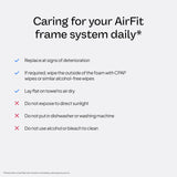 ResMed AirFit F30i – design-minimaliste, champ de vision dégagé.