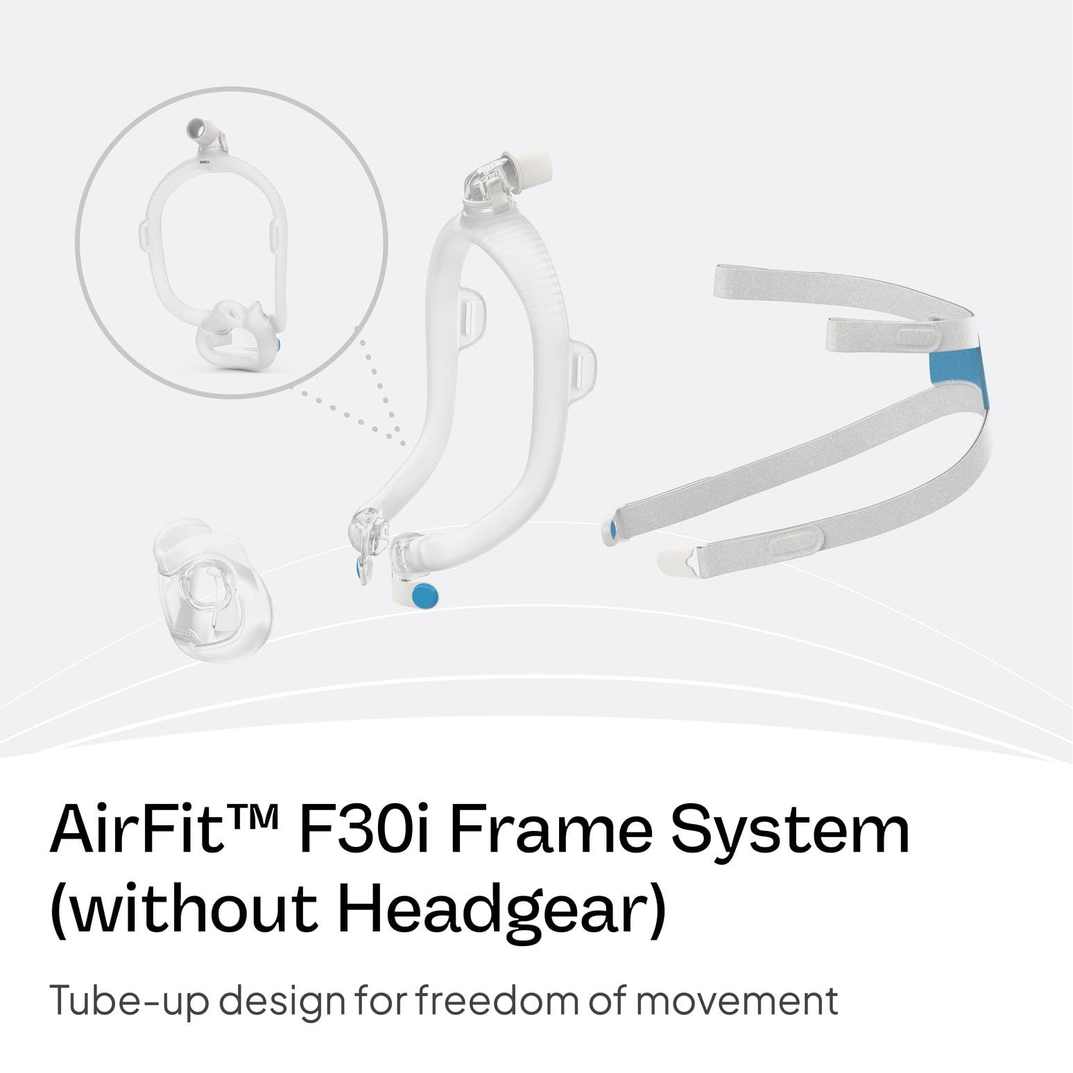 ResMed AirFit F30i sans harnais: installation simple et rapide.