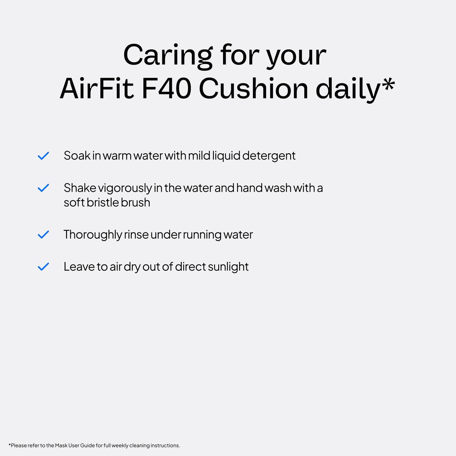 ResMed AirFit F40, coussin en silicone, confort nocturne et usage quotidien.