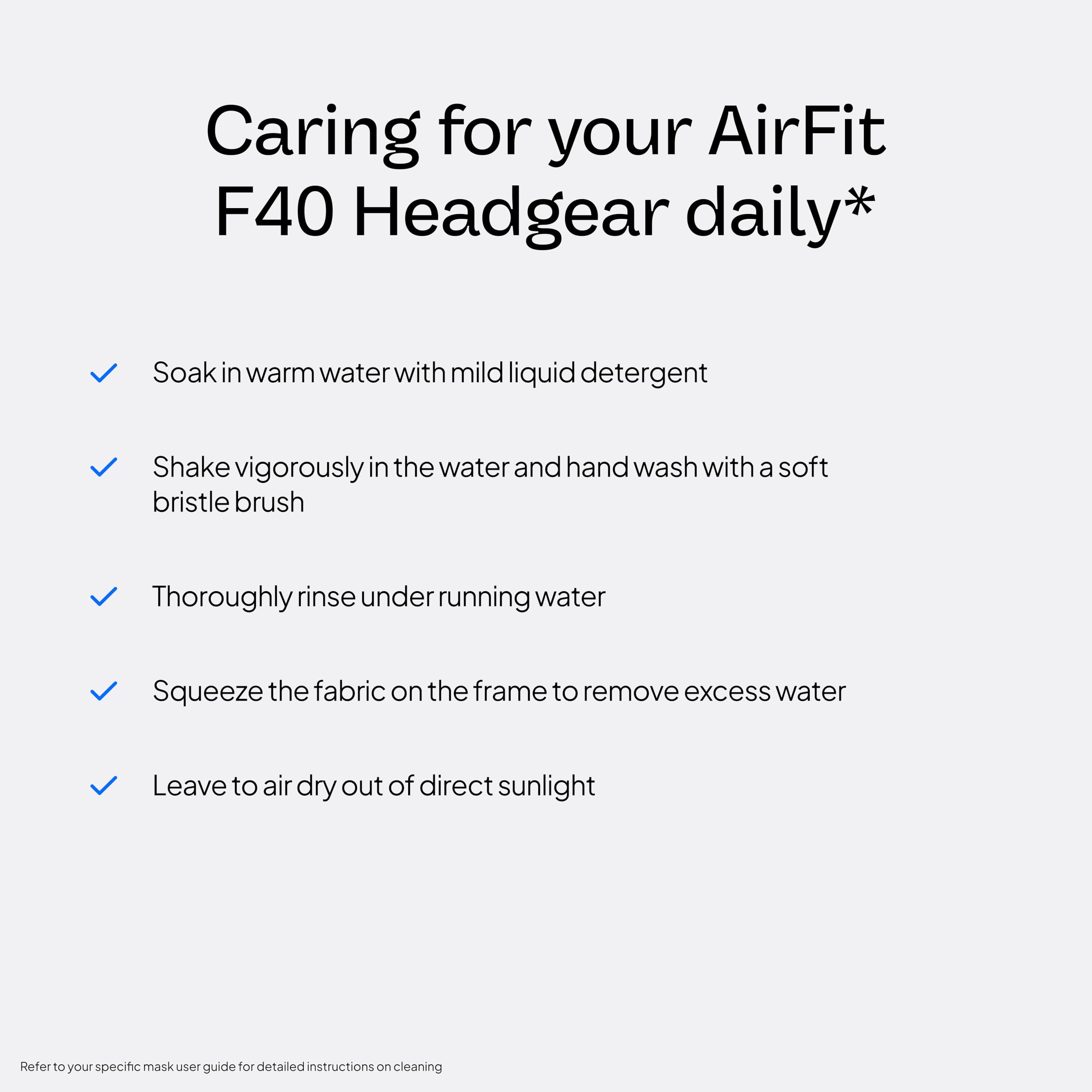 Harnais ResMed AirFit F40 — stabilité améliorée pendant la nuit.
