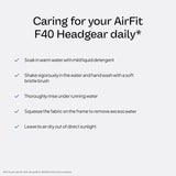 Harnais ResMed AirFit F40 — stabilité améliorée pendant la nuit.
