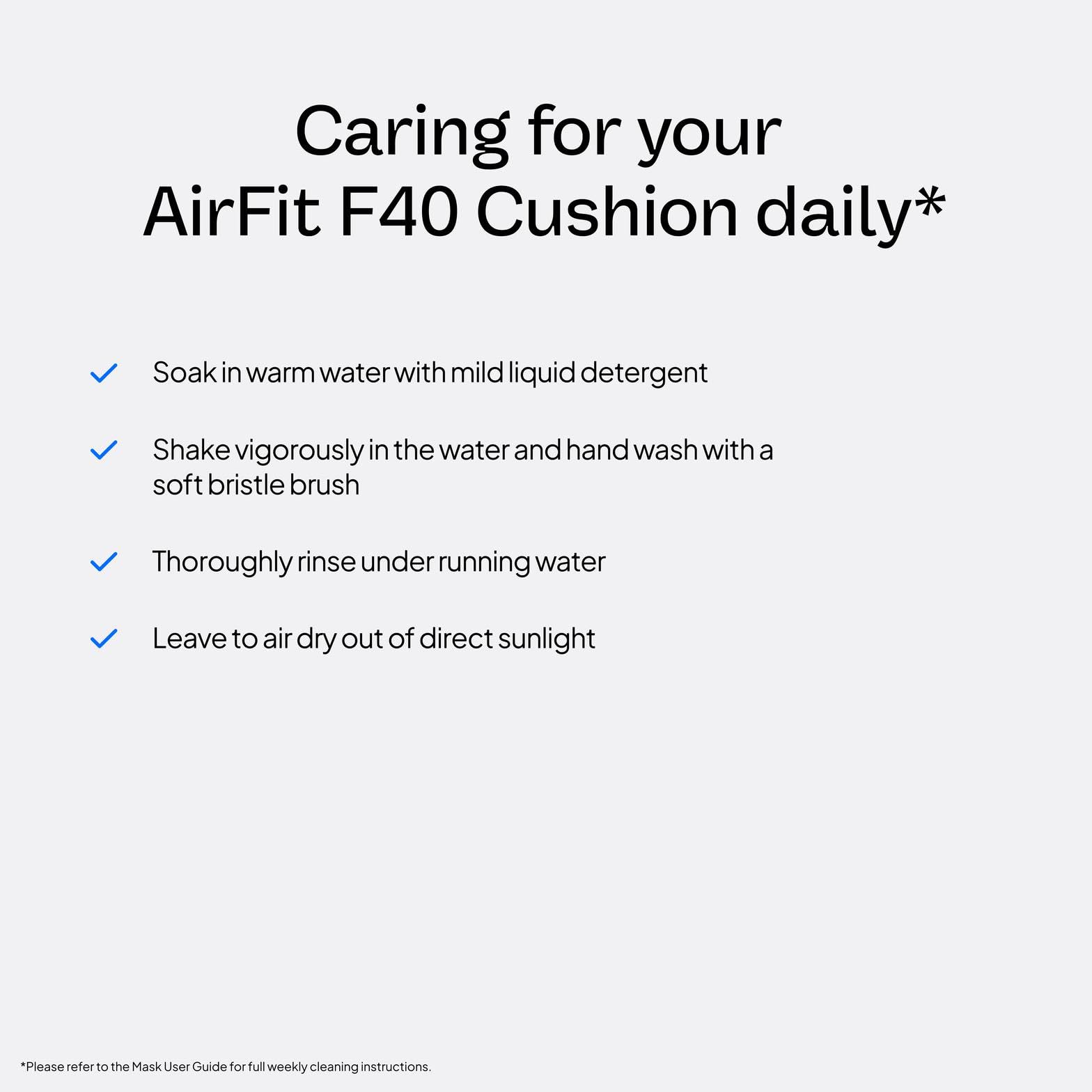 ResMed AirFit F40 Petit Large – coussin-entretien-simple et durable.