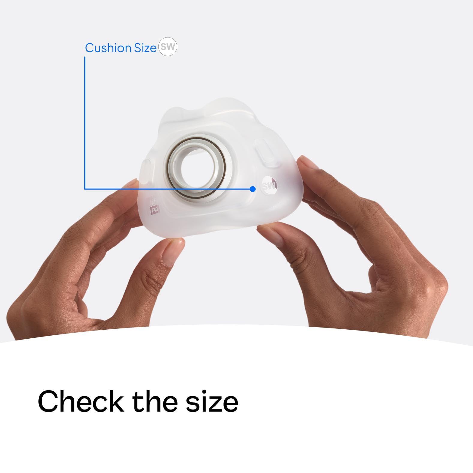 ResMed AirFit F40 Petit Large – coussin-silicone-doux qui s'adapte doucement au visage.