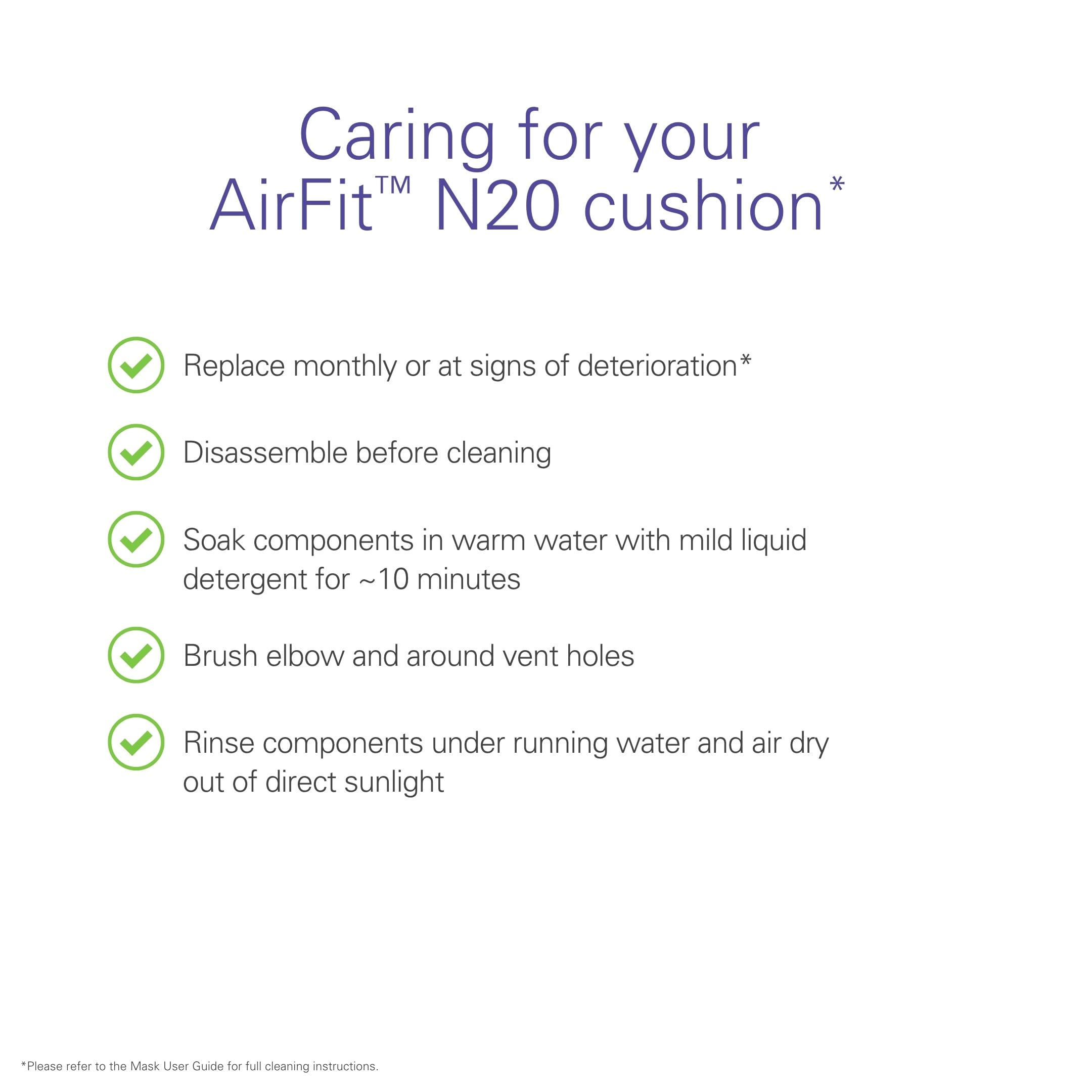 Confort du visage ResMed AirFit N20 – design léger et ergonomique.