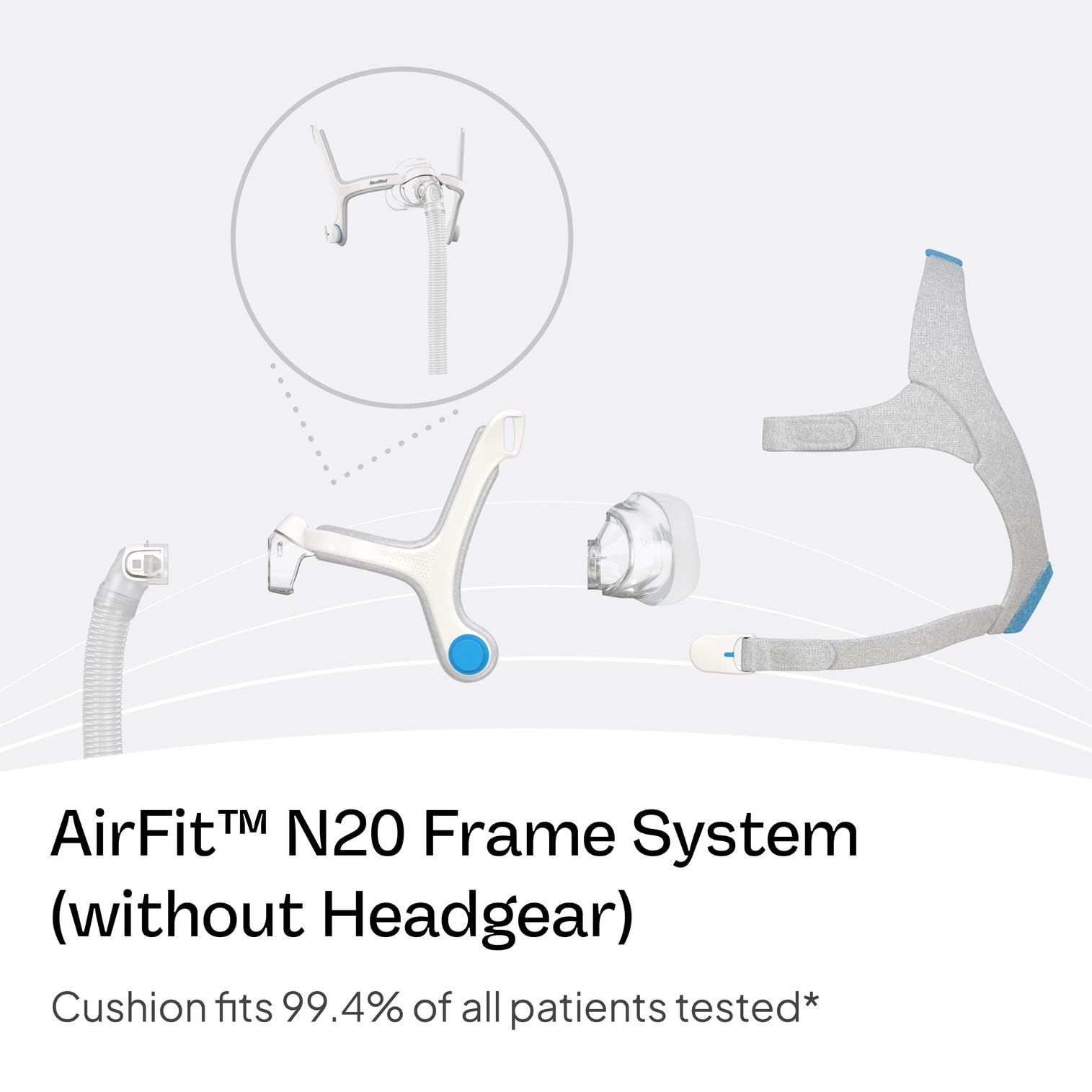 Coussinet nasal ResMed AirFit N20, confort durable.
