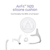 Joint d’étanchéité adaptatif ResMed AirFit N20, étanchéité fiable.