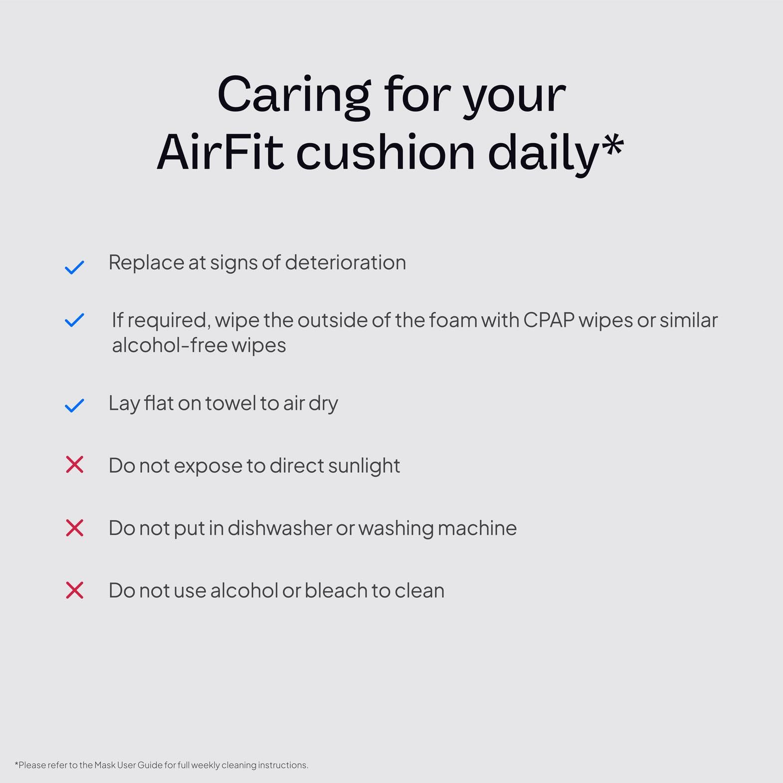 Compatibilité du coussin AirFit N30 avec une large gamme de masques nasaux.